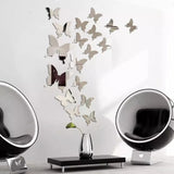 Silver Acrylic Mirror Butterflies(16 pieces)