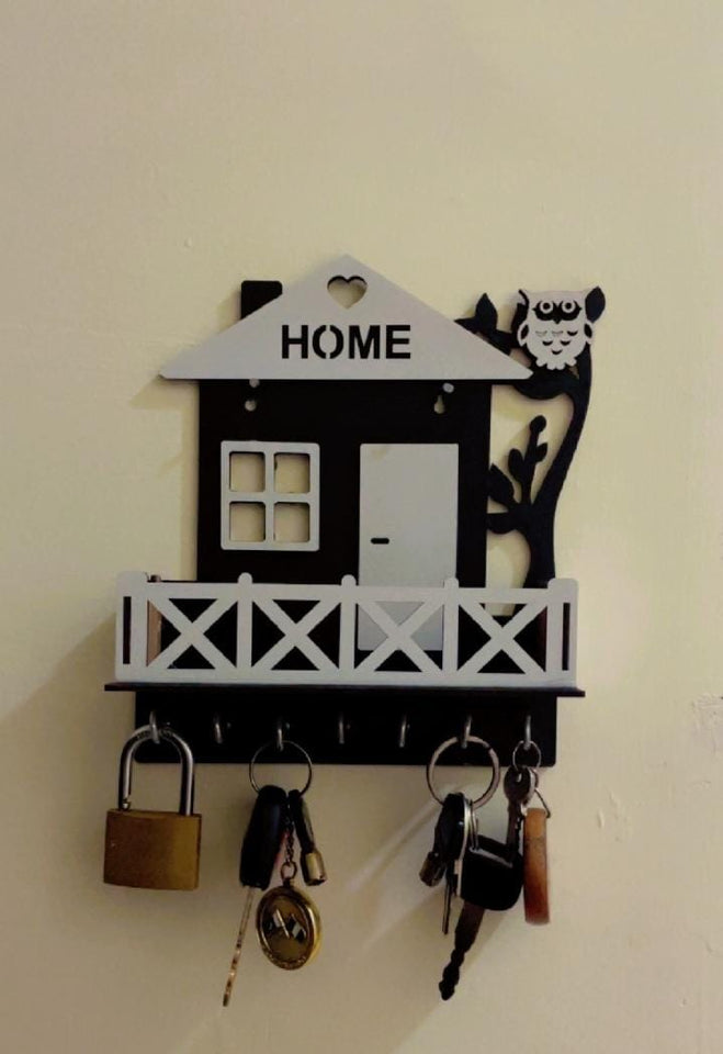 Wooden Key Holder with Owl Design for Home Decor"