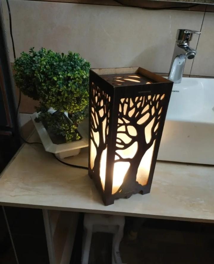 3D Tree Design Wooden Table Lamp