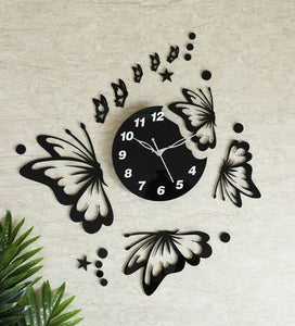 3D Big Butterflies Wooden Wall Clock