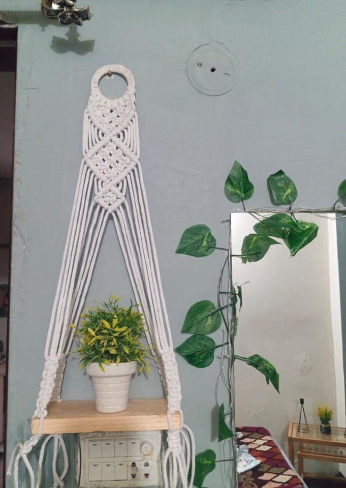 Macrame Wall Hanging Wooden Shelve