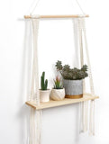 Macrame Wall Hanging Wooden Shelves