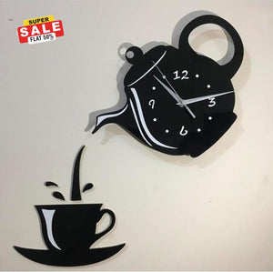 3D Teapot and Cup Wooden Wall Clock