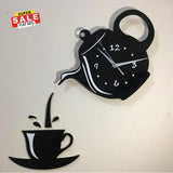 3D Teapot and Cup Wooden Wall Clock