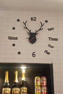 3D Deer Wooden Wall Clock