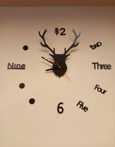 3D Deer Wooden Wall Clock