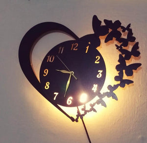 Heart Wooden Wall Clock With Premium Quality Of Light