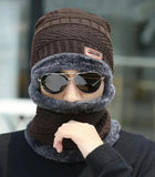 Wool Textured Cap & Neck Warmer Combo Adjustable Unisex For Adults & Childs