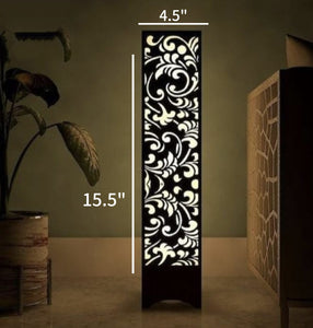 Wooden Table  Lamp with Floral Design