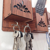 Wooden Wall-Mounted Key Holder with Storage 3 Compartments