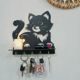 Wooden Cat-Shaped Key and Trinket Organizer