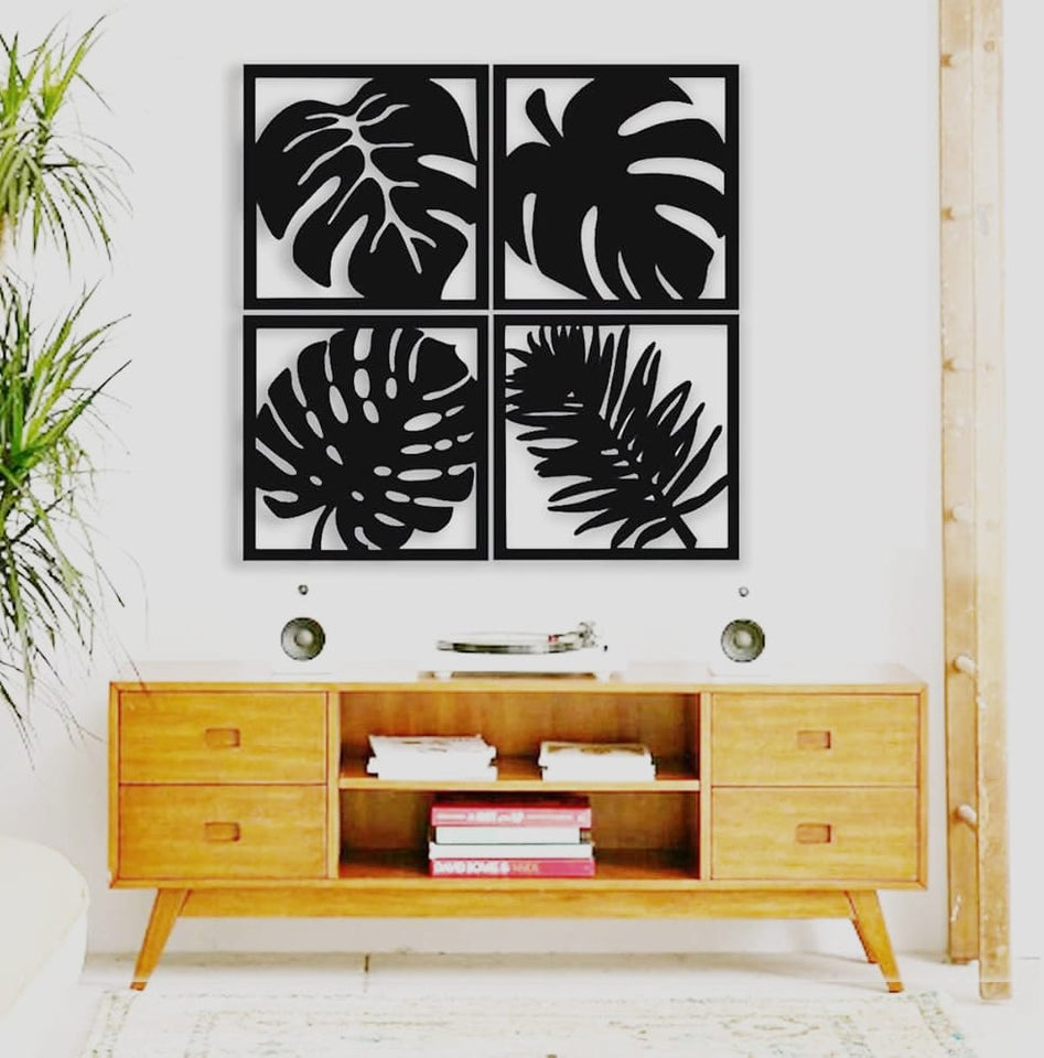 Leaves Set of 4 Wooden Wall Art