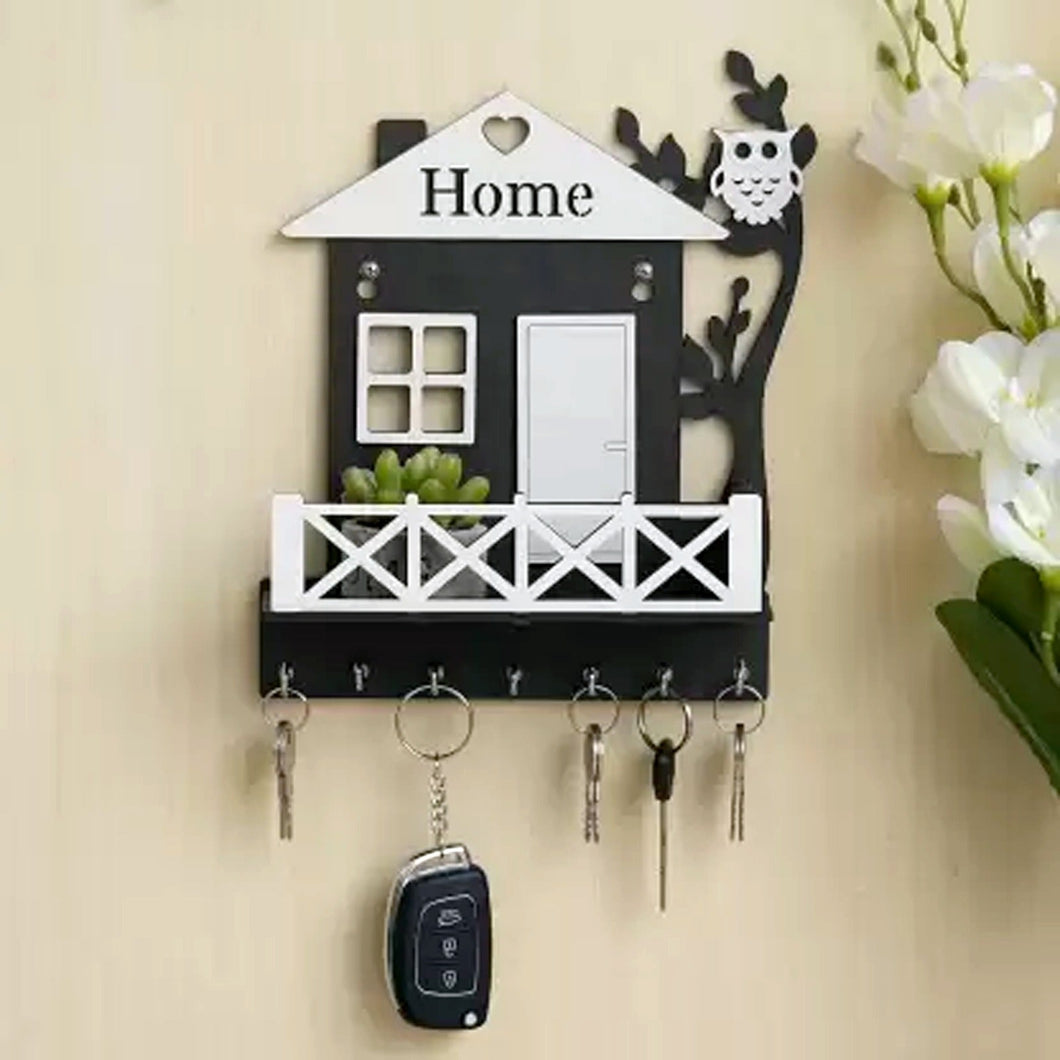 Wooden Key Holder with Owl Design for Home Decor