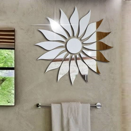 Silver Sunflower Home Decor Mirror(Acrylic)