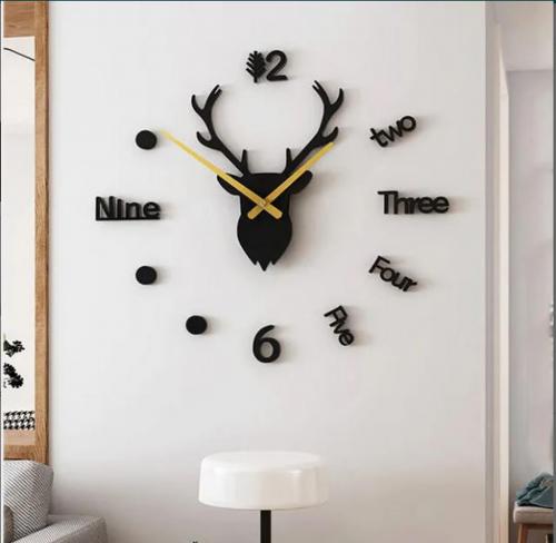 3D Deer Wooden Wall Clock