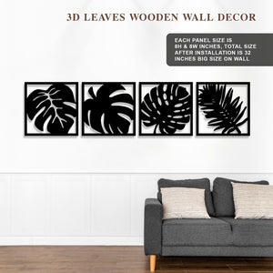 Leaves Set of 4 Wooden Wall Art