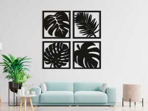 Leaves Set of 4 Wooden Wall Art