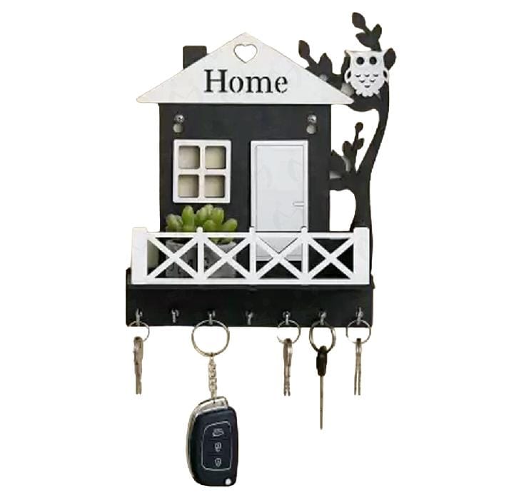 Wooden Key Holder with Owl Design for Home Decor"