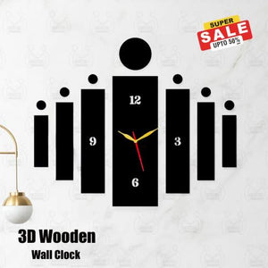 3D Slots Wooden Wall Clock